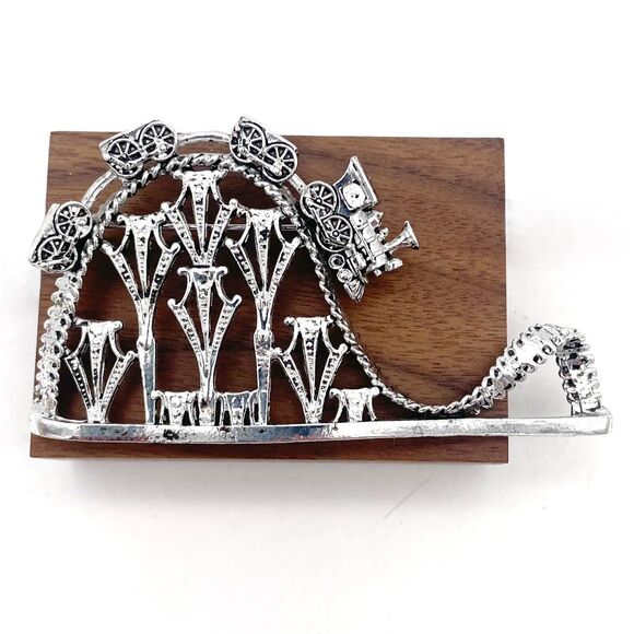 Vintage Jewelry - Vintage Roller Coaster Amusement Park Train Tracks Railroad Pin Brooch